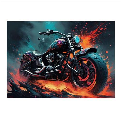 Chopper Motorsiklet Modern Ahşap Tablo 35 cm x 50 cm