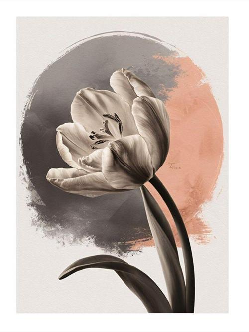 Beyaz Çiçekler Modern Ahşap Tablo 25 cm x 35 cm