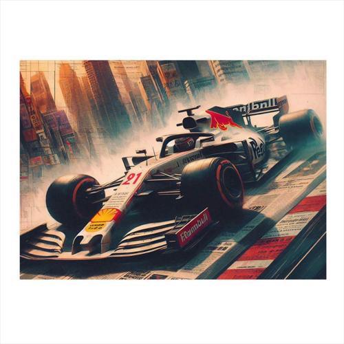 Beyaz Formula 1 Araba Hediyelik Ahşap Tablo 35 cm x 50 cm