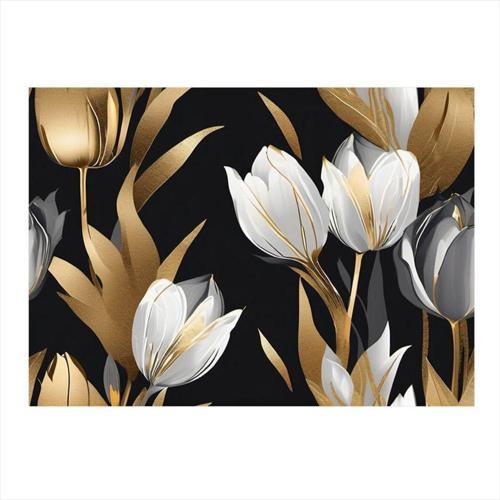 Beyaz Laleler Modern Ahşap Tablo 35 cm x 50 cm