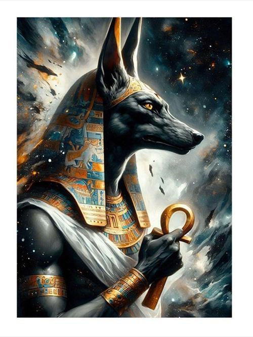 Anubis Ve Ankh Model Ahşap Tablo 25 cm x 35 cm