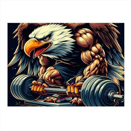 Dambıl Kaldıran Kartal Gym Temalı Model Ahşap Tablo 35 cm x 50 cm