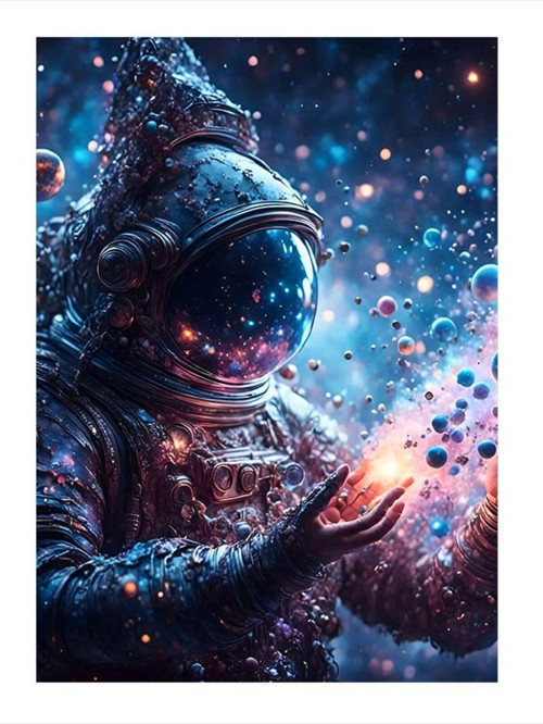 Astronot Modern Ahşap Tablo 35 cm x 50 cm