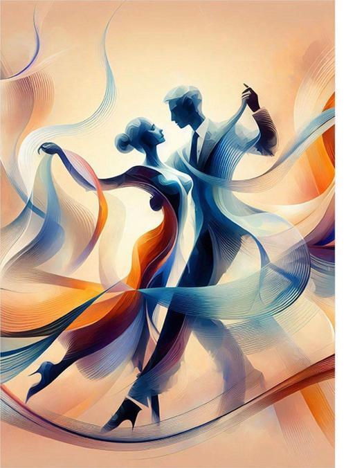 Dans Eden Soyut Çift Modern Ahşap Tablo 35 cm x 50 cm