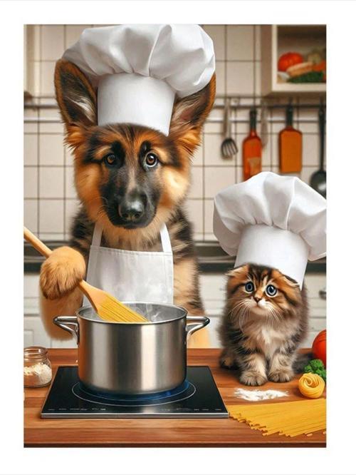 Aşçı Köpekler Hediyelik Ahşap Tablo 25 cm x 35 cm