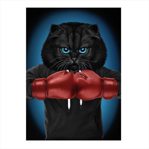 Boksör Kedi Tasarım Ahşap Tablo 50 cm x 70 cm