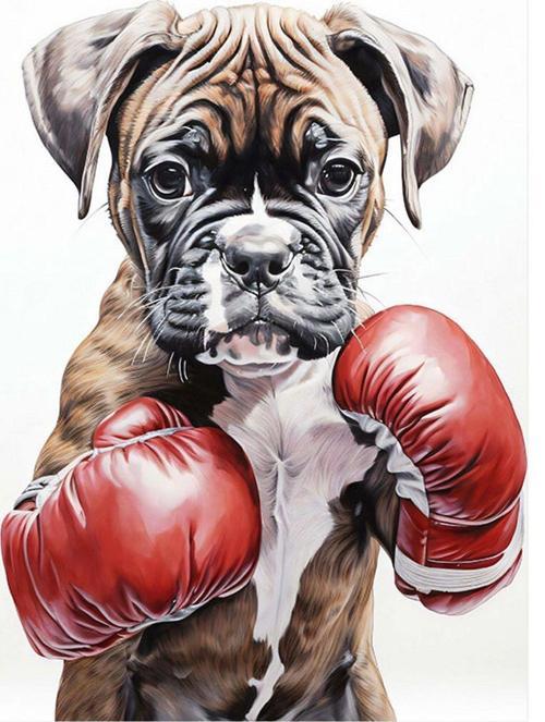 Boksör Köpek Desenli Ahşap Tablo 25 cm x 35 cm