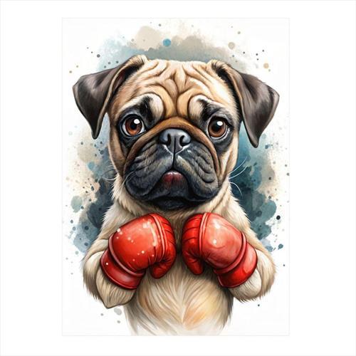 Boksör Pug Köpek Hediyelik Ahşap Tablo 35 cm x 50 cm