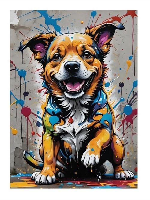 Boyalar Ve Köpek Modern Ahşap Tablo 25 cm x 35 cm