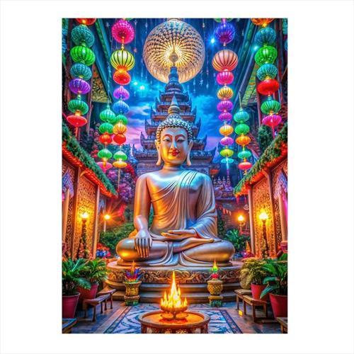 Buda Heykeli Model Ahşap Tablo 35 cm x 50 cm