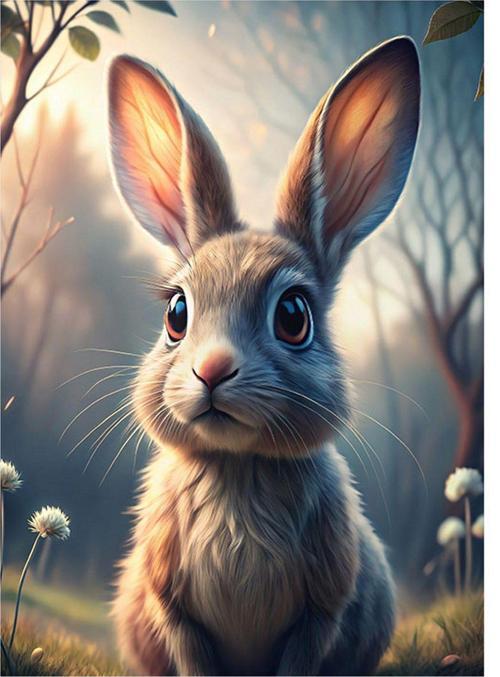 Doğayı Dinleyen Tavşan Dekoratif ahşap Tablo 25 cm x 35 cm