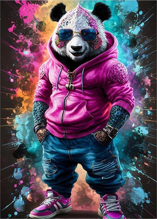 Gözlüklü Panda Hediyelik Ahşap Tablo 35 cm x 50 cm