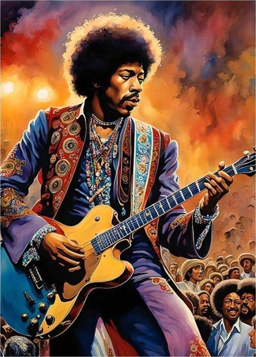 Jimi Hendrix Modern Ahşap Tablo 25 cm x 35 cm