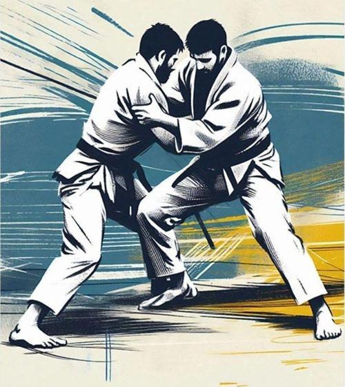 Jiu Jitsu Yapan İnsanlar Model Ahşap Tablo 25 cm x 35 cm