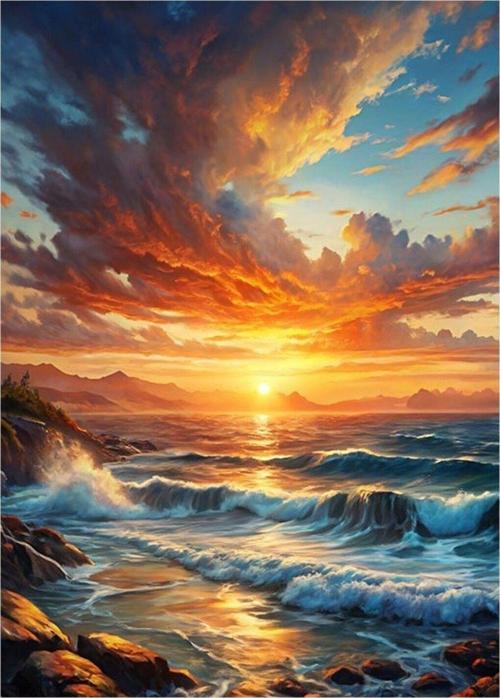 Gün Batımındaki Deniz Manzarası Tasarım Ahşap Tablo 25 cm x 35 cm