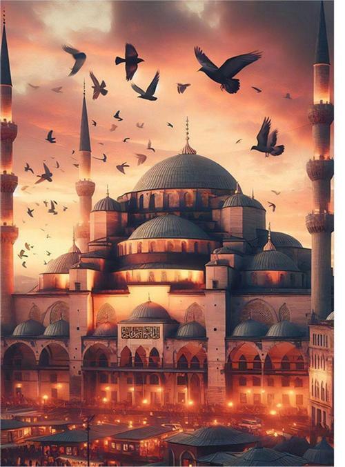 Eminönü Camii İstanbul Desenli Ahşap Tablo 35 cm x 50 cm