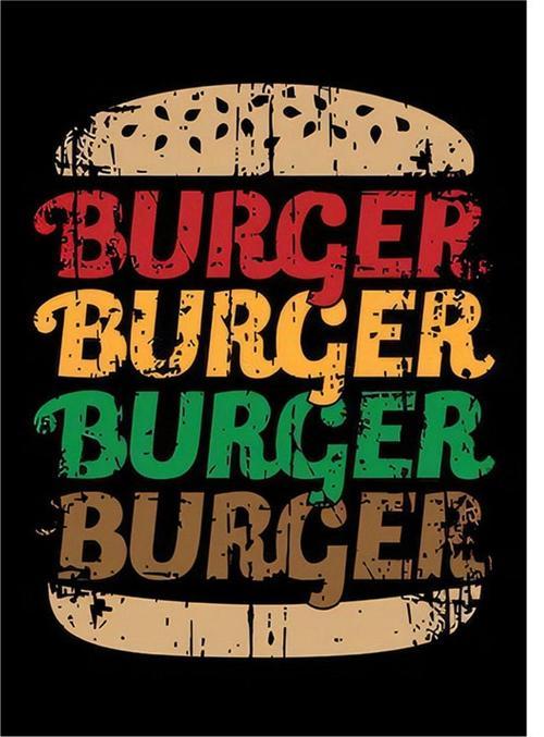 Hamburger Temalı Dekoratif ahşap Tablo 35 cm x 50 cm