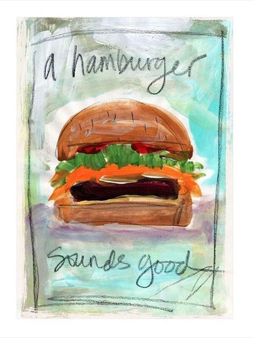 Hamburger Temalı Tasarım Ahşap Tablo 25 cm x 35 cm