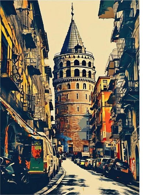 Galata Kulesi Hediyelik Ahşap Tablo 35 cm x 50 cm