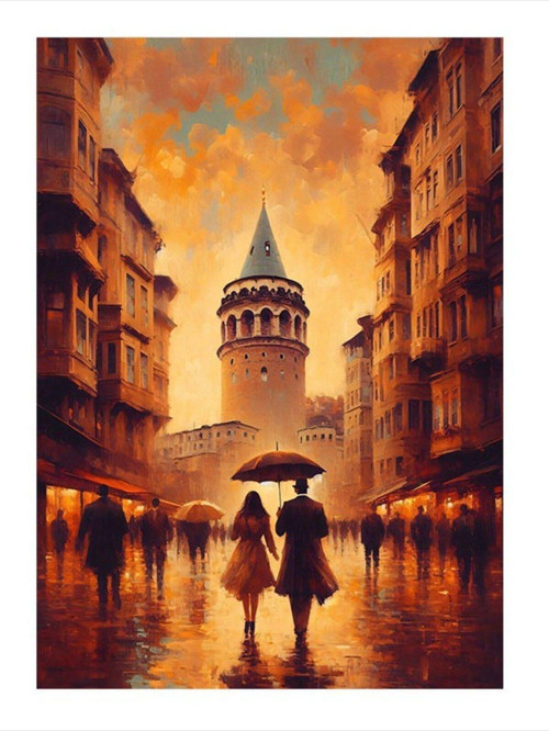 Galata Kulesi Hediyelik Ahşap Tablo 35 cm x 50 cm