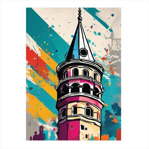 Galata Kulesi Model Ahşap Tablo 50 cm x 70 cm