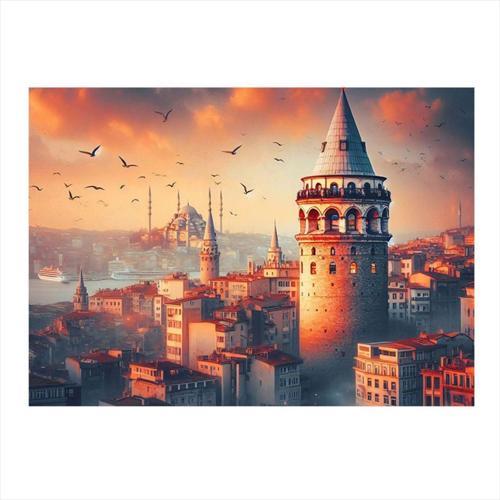 Galata Kulesi Tasarım Ahşap Tablo 35 cm x 50 cm