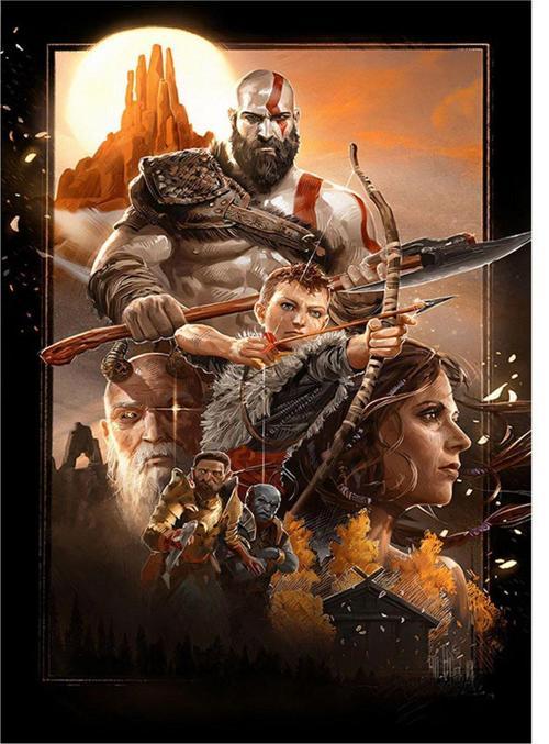 God Of War Afiş Dekoratif ahşap Tablo 35 cm x 50 cm