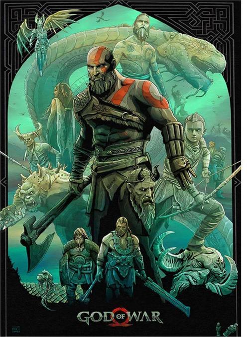 God Of War Desenli Ahşap Tablo 50 cm x 70 cm