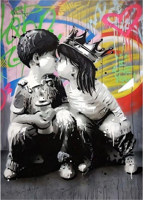 İlk Aşk Pop Art Hediyelik Ahşap Tablo 35 cm x 50 cm