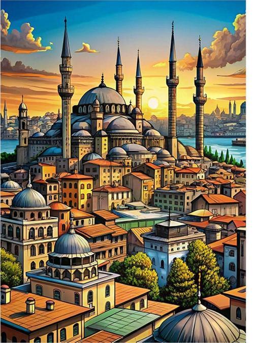 İstanbul Temalı Dekoratif ahşap Tablo 35 cm x 50 cm