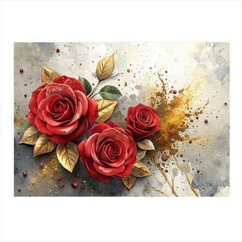 Kırmızı Güller Dekoratif ahşap Tablo 25 cm x 35 cm
