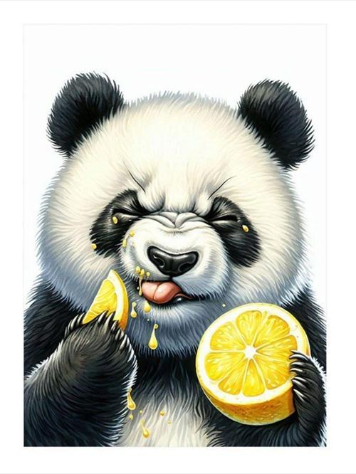 Limon Yiyen Panda Model Ahşap Tablo 25 cm x 35 cm