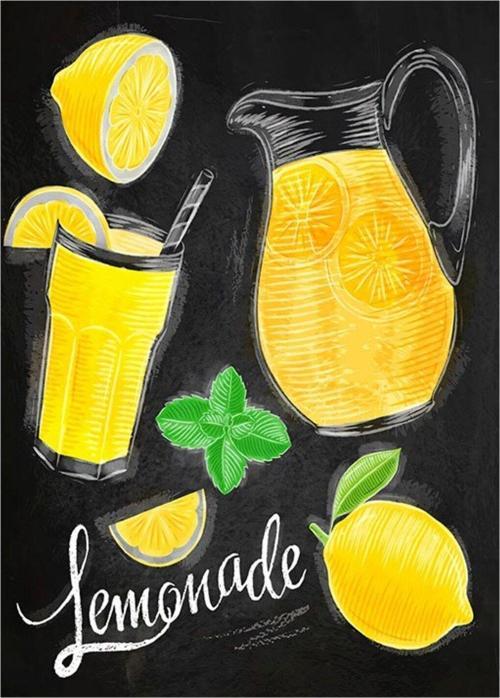 Limonata Temalı Hediyelik Ahşap Tablo 35 cm x 50 cm