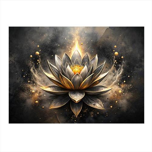 Lotus Çiçeği Tasarım Ahşap Tablo 35 cm x 50 cm