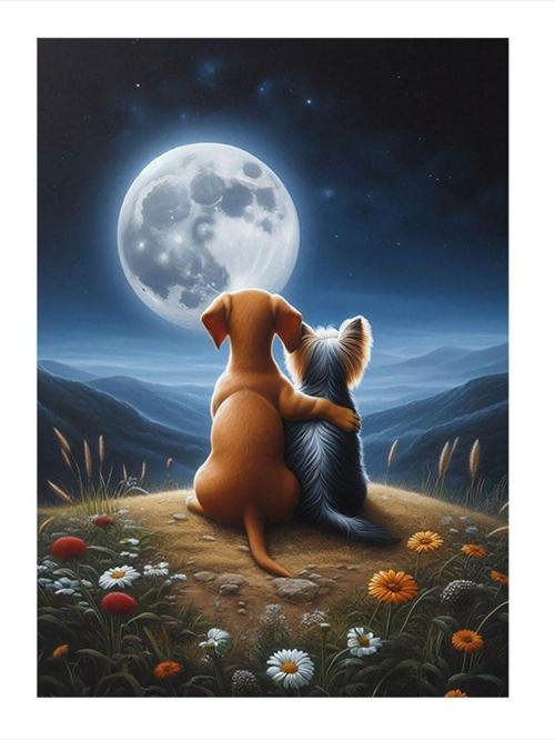 Manzara İzleyen Kedi Ve Köpek Hediyelik Ahşap Tablo 25 cm x 35 cm