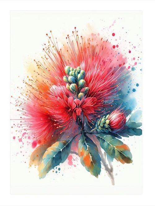 Okaliptüs Kırmızı Çiçeği Tasarım Ahşap Tablo 25 cm x 35 cm