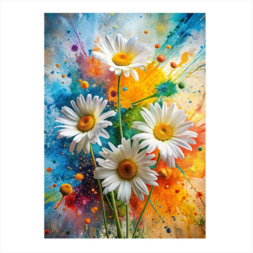 Papatyalar Tasarım Ahşap Tablo 50 cm x 70 cm