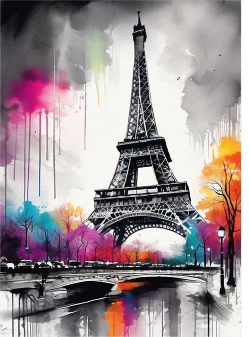 Paris Eyfel Kulesi Hediyelik Ahşap Tablo 50 cm x 70 cm