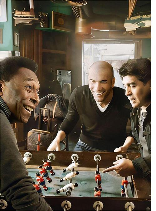 Pele Zidan Ve Maradona Modern Ahşap Tablo 50 cm x 70 cm