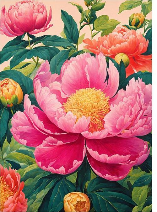 Pembe Çiçek Tasarım Ahşap Tablo 35 cm x 50 cm