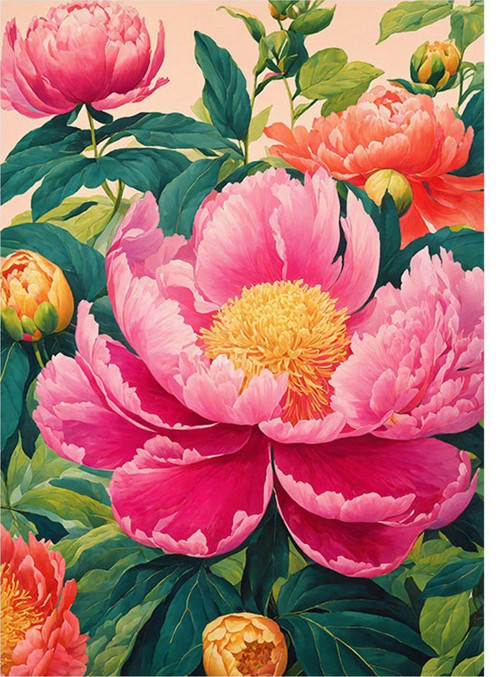Pembe Çiçek Tasarım Ahşap Tablo 50 cm x 70 cm