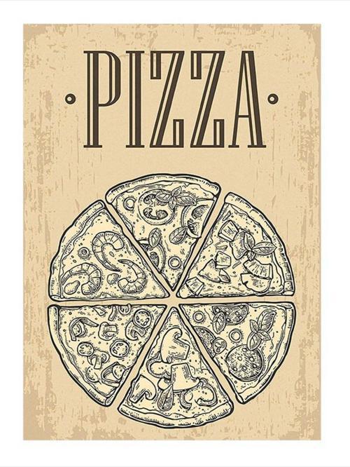 Pizza Temalı Model Ahşap Tablo 25 cm x 35 cm