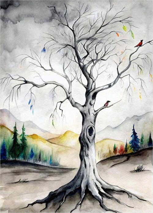 Kurumuş Ağaç Dekoratif ahşap Tablo 35 cm x 50 cm