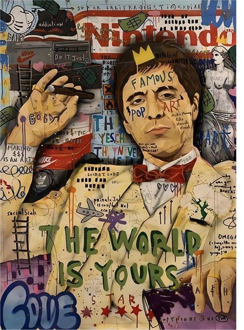 Pop Art Scarface Yaralı Yüz Modern Ahşap Tablo 35 cm x 50 cm