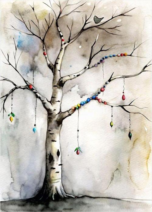 Kurumuş Ağaç Dekoratif ahşap Tablo 35 cm x 50 cm
