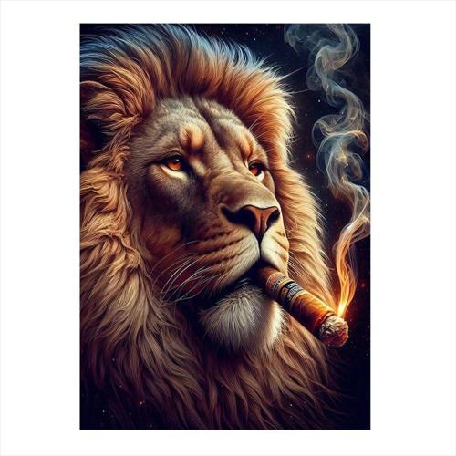 Puro İçen Aslan Tasarım Ahşap Tablo 50 cm x 70 cm