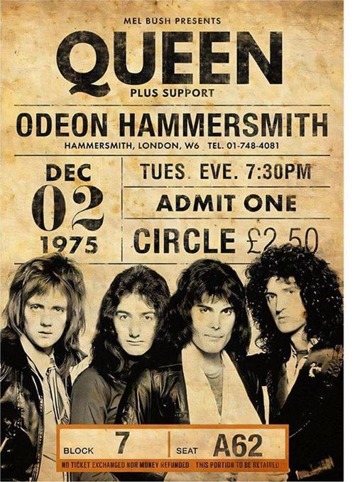 Queen Müzik Grubu Desenli Ahşap Tablo 50 cm x 70 cm