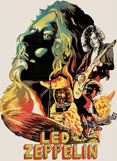 Led Zeppelin Desenli Ahşap Tablo 50 cm x 70 cm