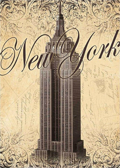 New York Model Ahşap Tablo 35 cm x 50 cm