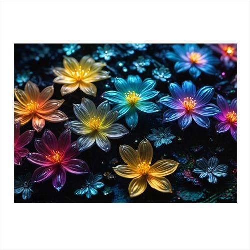 Renkli Çiçekler Tasarım Ahşap Tablo 25 cm x 35 cm